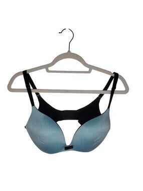 Victoria's Secret Incredible Plunge Bra 34D Blue Black Lined Underwire
